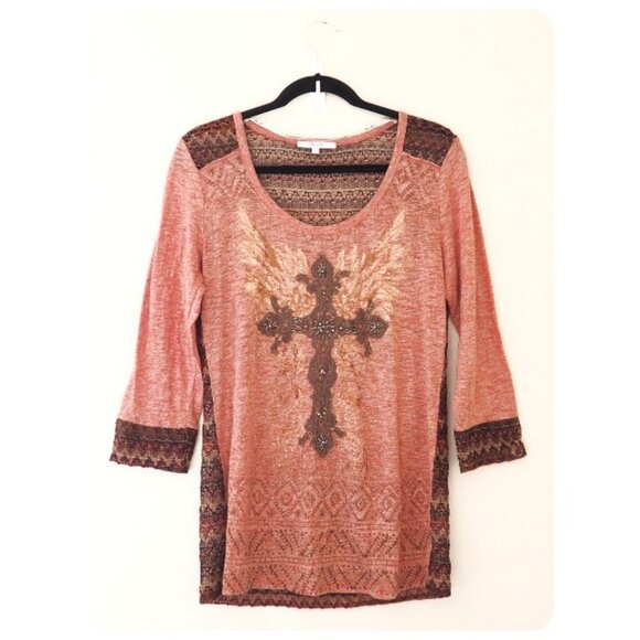 ! Miss Me 3/4 Sleeve Cross Woven Top sz XL - Picture 1 of 6